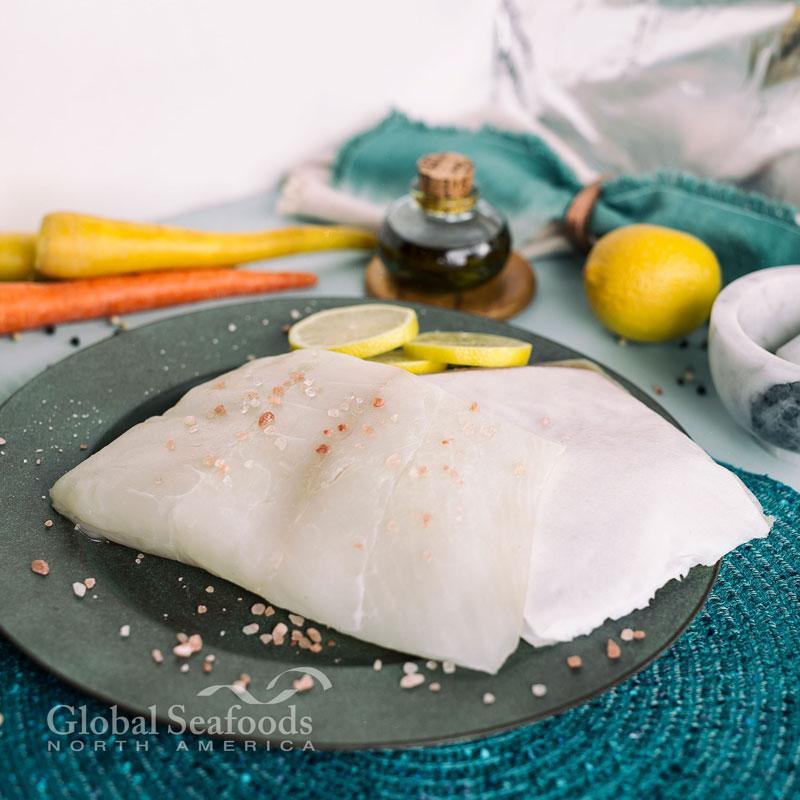 global seafoods north america pacific halibut 20 fillet portions 8 oz each 10 pounds pacific halibut fillet portions 8 oz portion 4940564168770_2048x